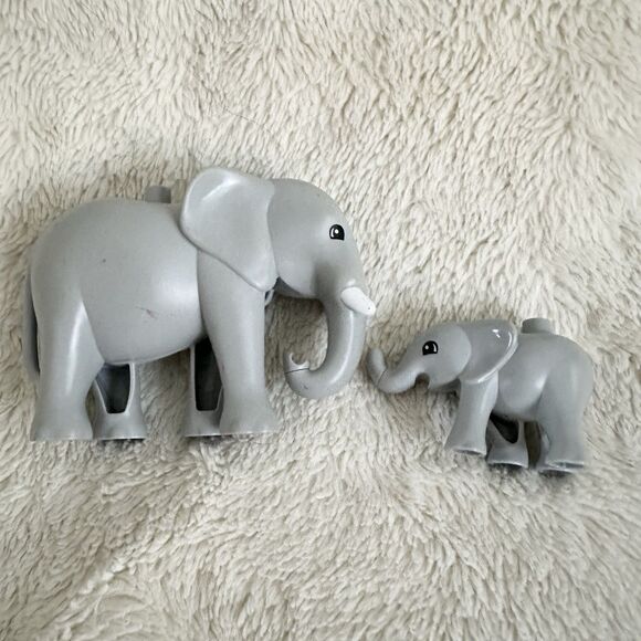 Lego Duplo Mom And Baby Grey Elephant Figures Zoo Animal Building Toy - Picture 1 of 6